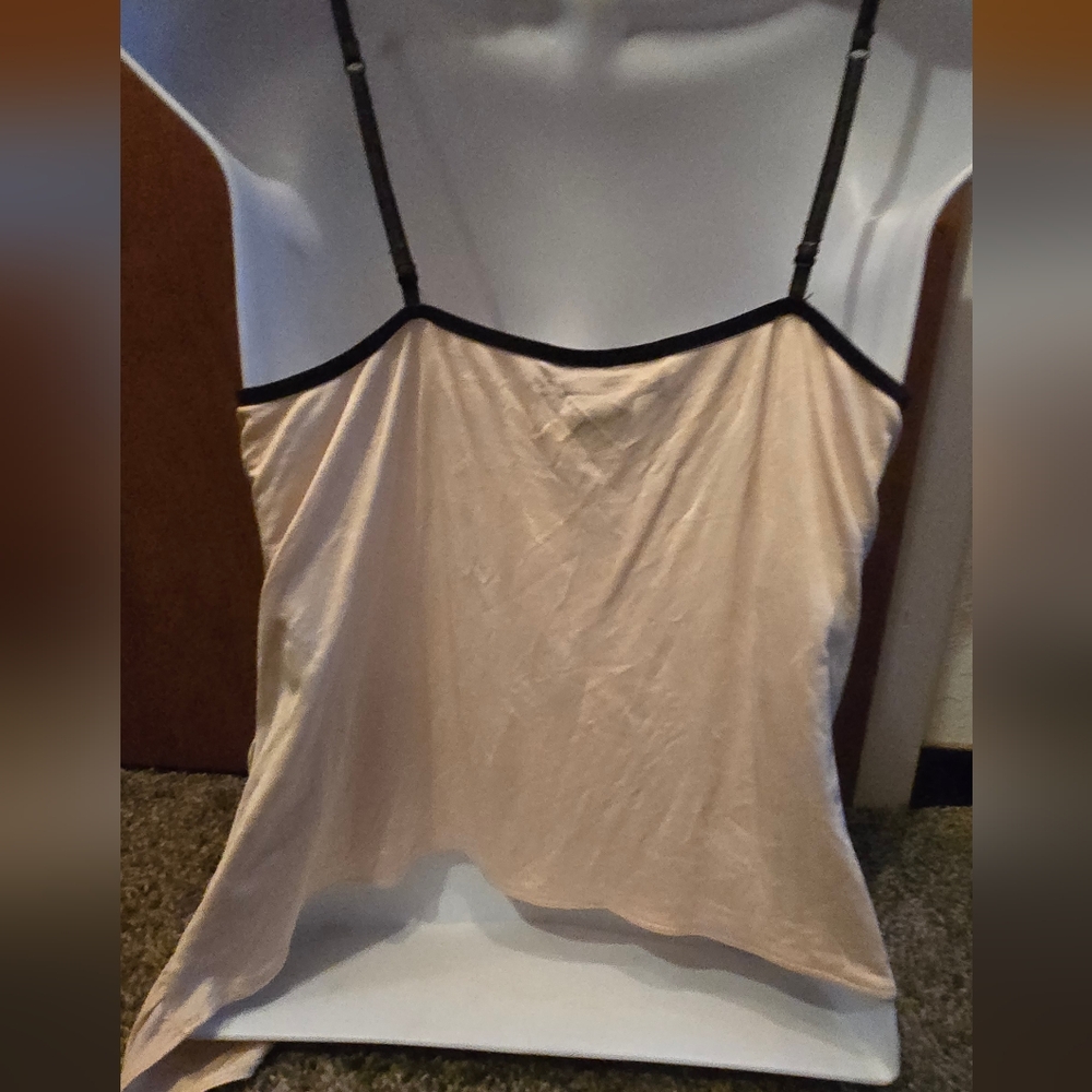 Express Blush Pink Satin Camisole with Black Lace Trim - Picture 4 of 5